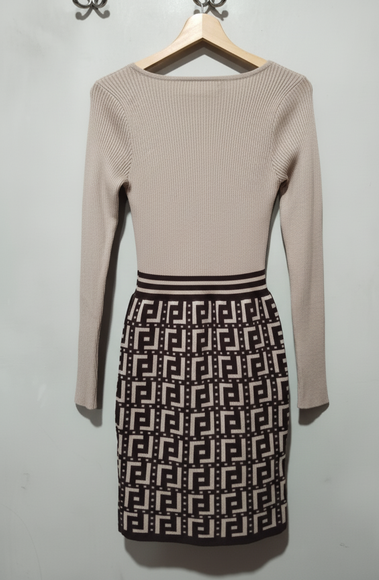 GIORGIA Knitted Dress With Patterned Jumper Dress W-12 / L-32