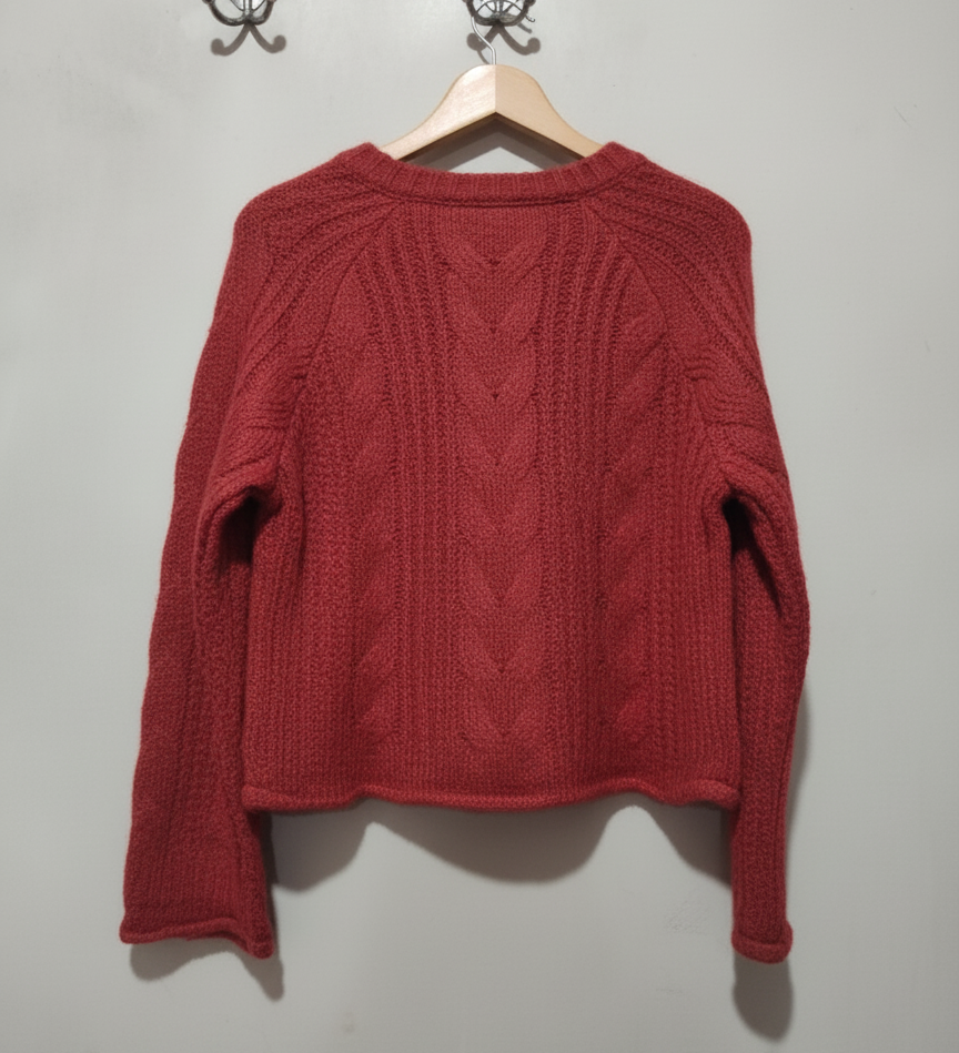 Universal Thread Co. Red Knit Size S Long Sleeve Crop Sweater W-20 / L-19