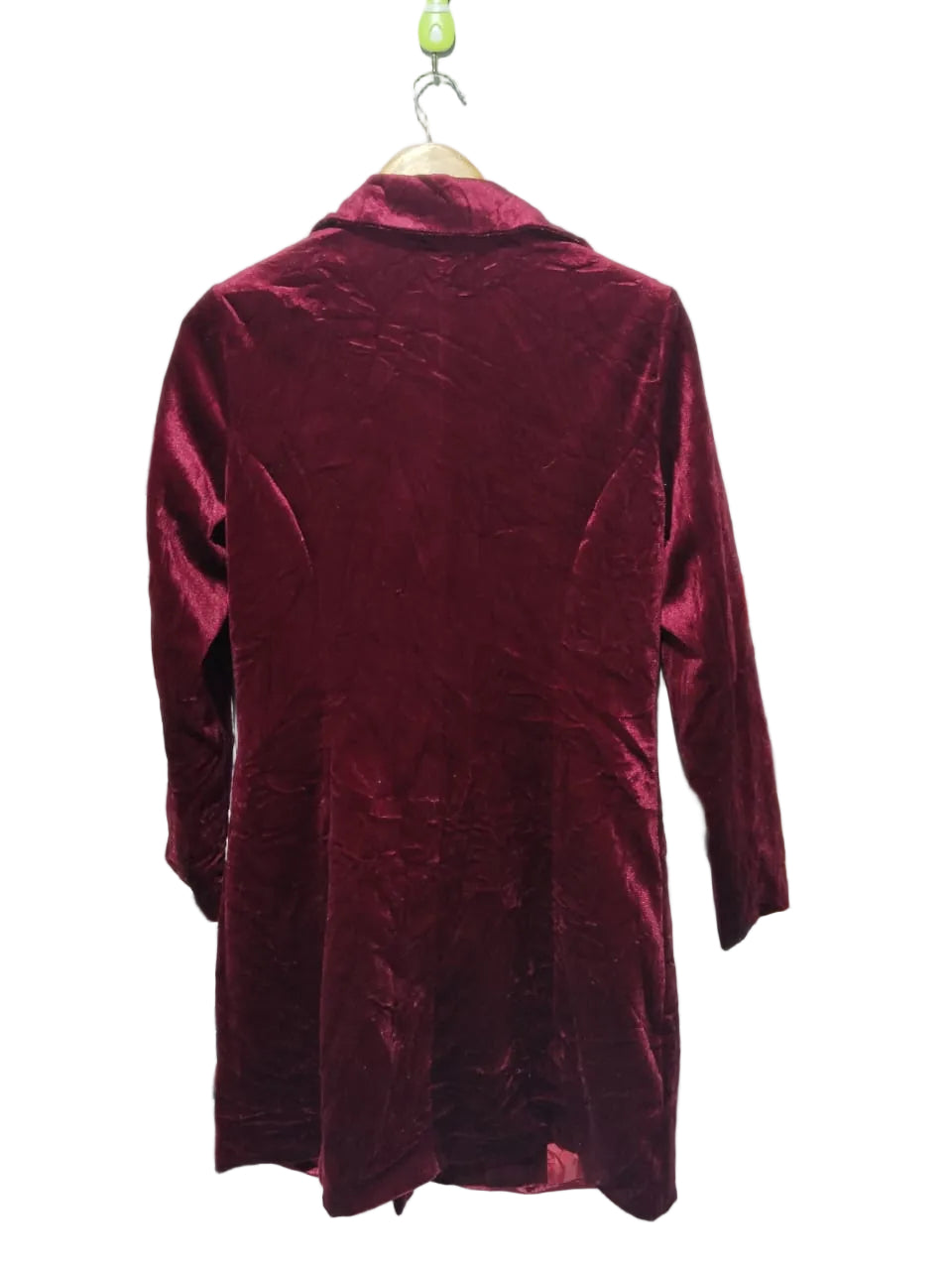 BURGUNDY VELVET DOUBLE-BREASTED BLAZER|S|BUST 19