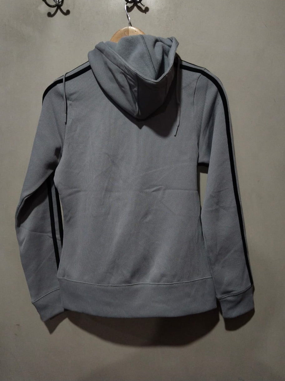 Adidas Essentials 3-Stripes Full-Zip Hoodie Grey W-17 / L-24