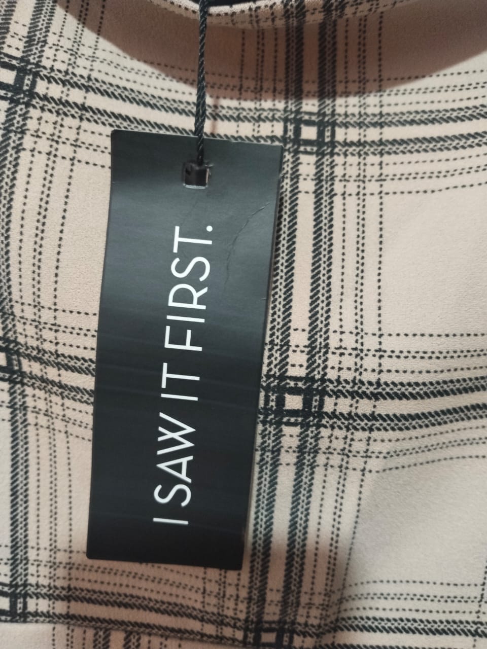 I Saw It First - Size 6 - Beige & Black - Check - Pinafore Dress W-15 / L-30