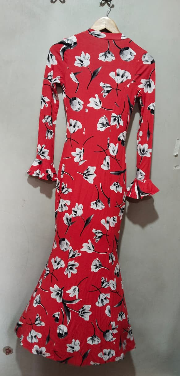 ASOS DESIGN ASOS Maxi Tea Dress With Neck Tie In Red Floral