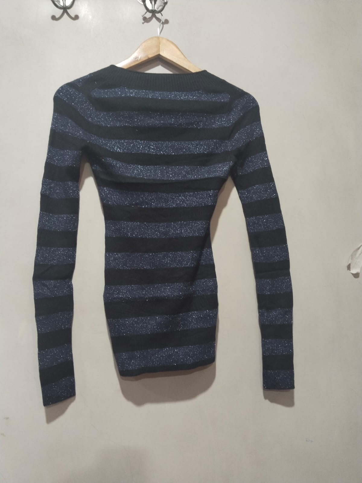 Express Striped V-Neck Sweater