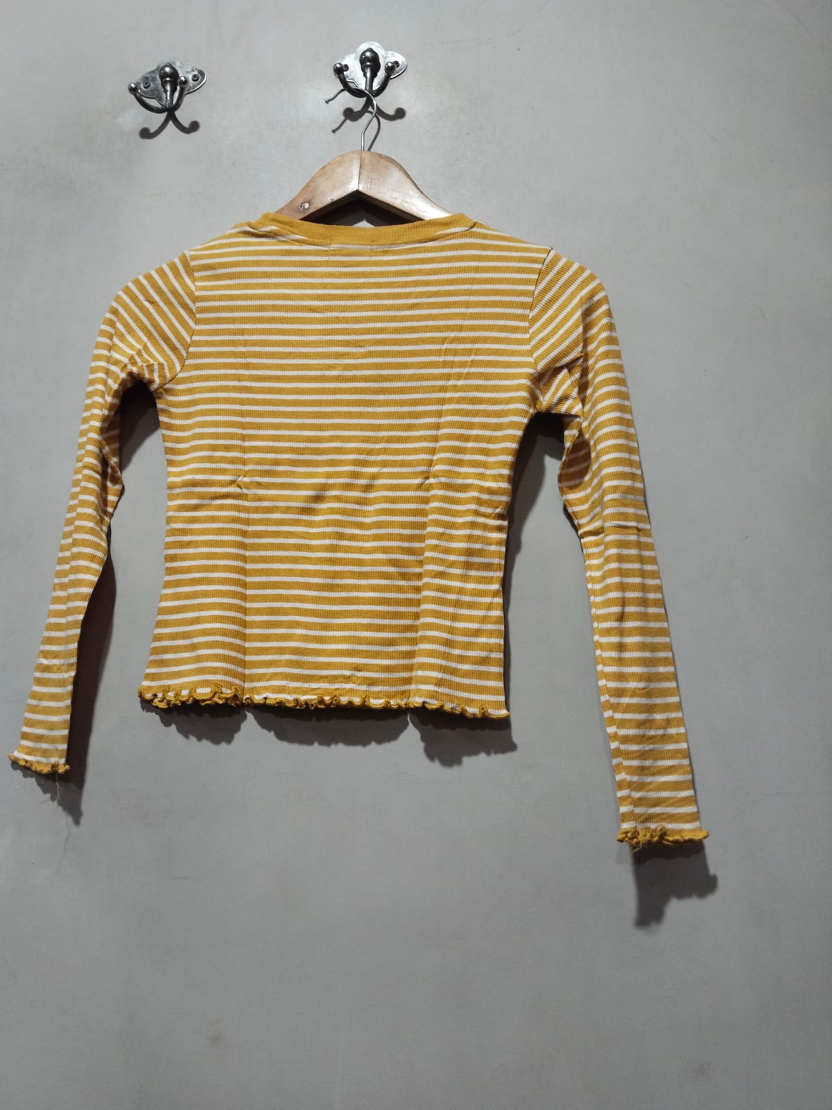 HEART & HIPS GIRLS Long-Sleeved Top Harvest Gold And Snow White Stripes