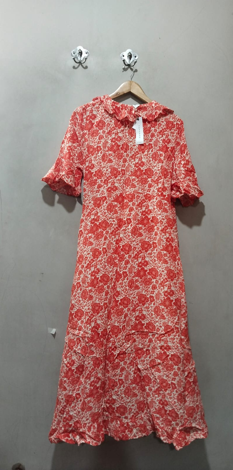 TOPSHOP MATERNITY Red Floral Print Ruffle Wrap Midi Midaxi Maxi Dress