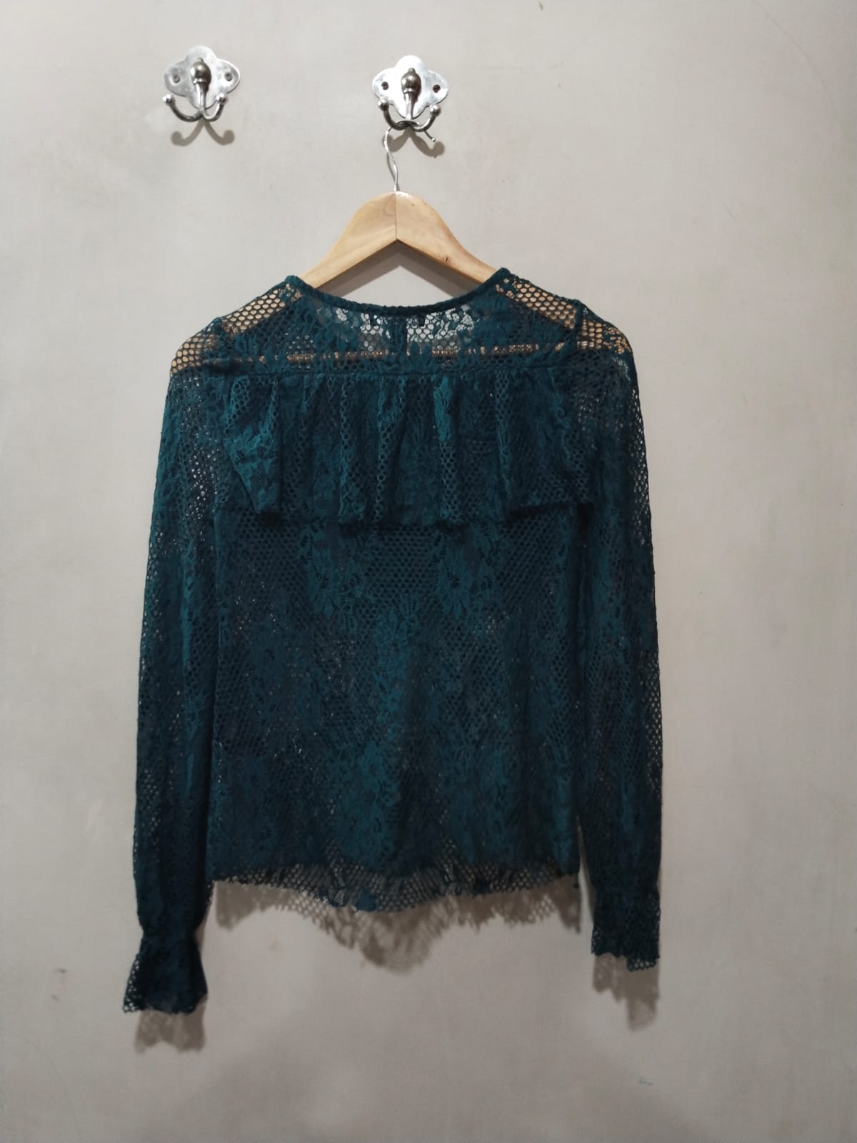 New Look Long-Sleeve Embroidered Lace Top