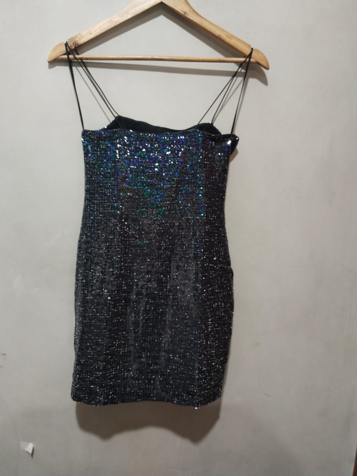 Topshop Sequin Strappy Mini Dress In Black