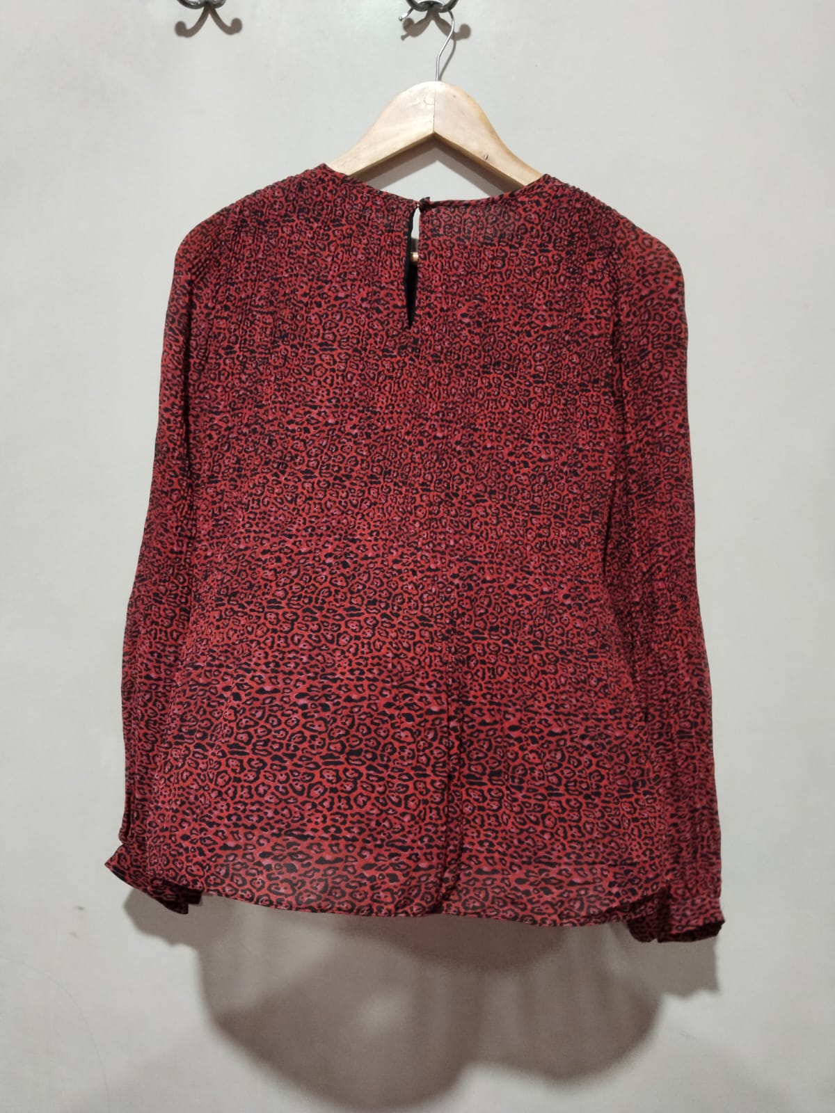 Zara TRF Collection Red And Black Leopard Print Peplum Top