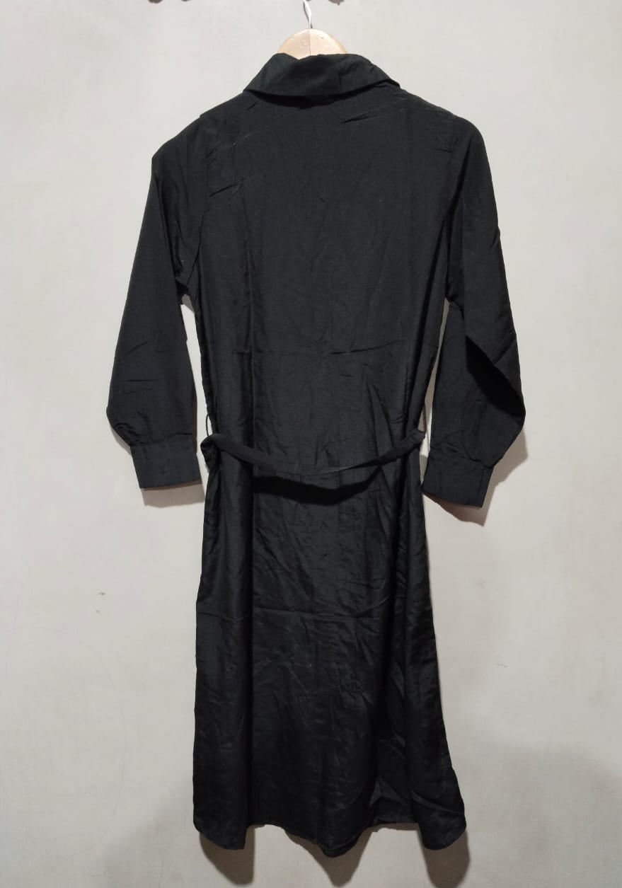 KHAADI Women's Black Schiffer Dress Full Sleeves