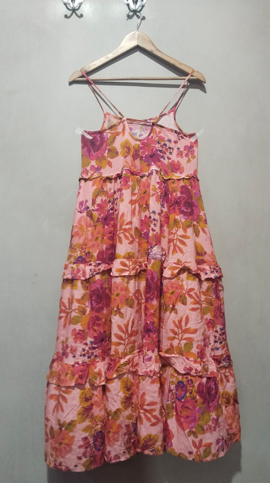 NEXT Pink Floral Tiered Maxi Dress