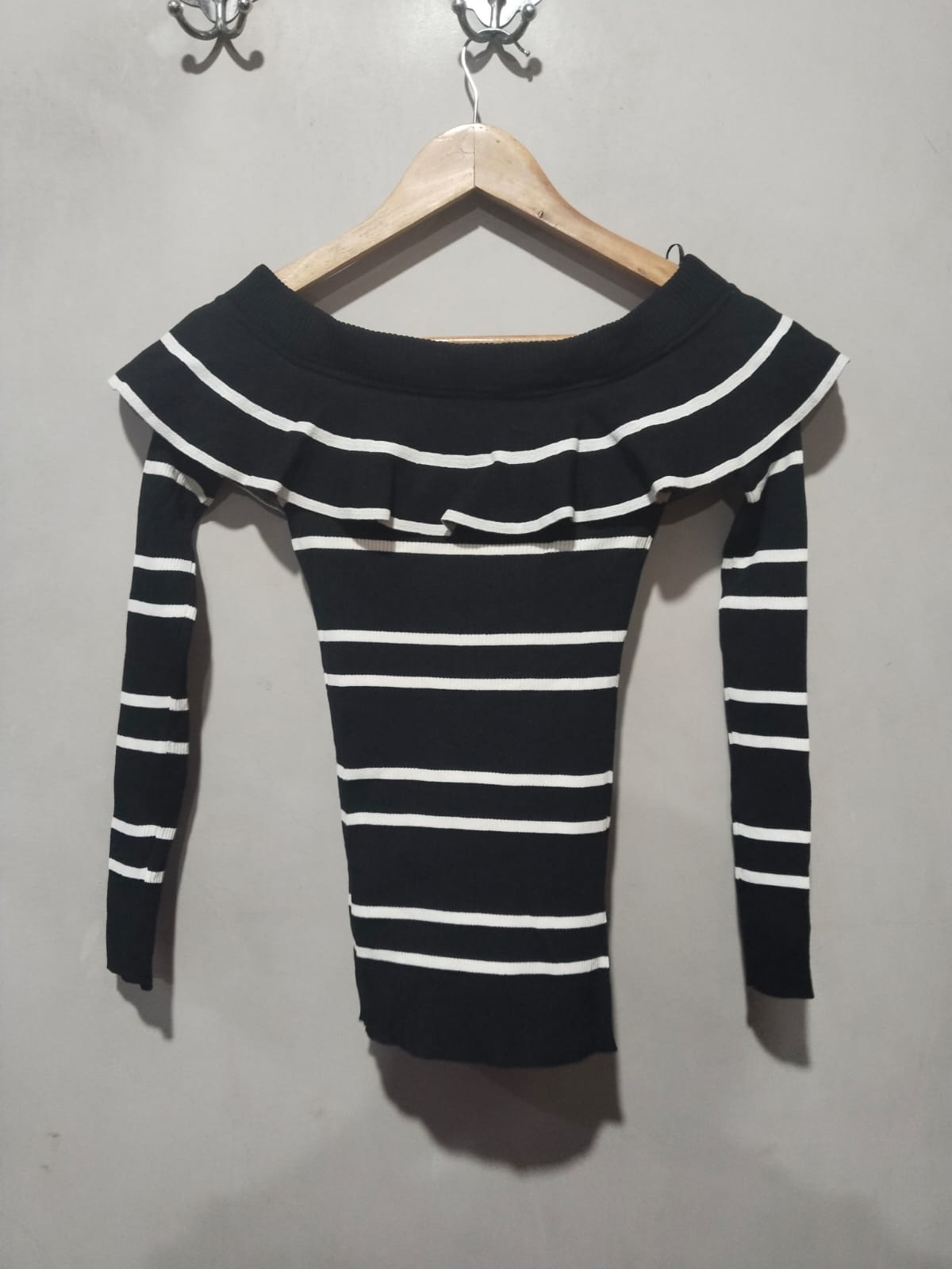 Next Black/White Striped Rib Jumper