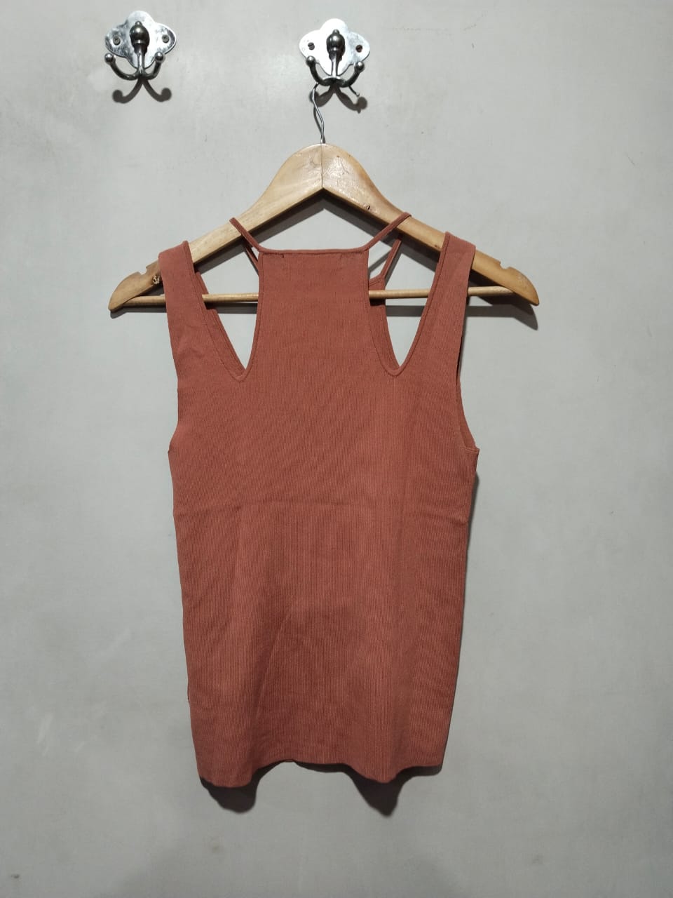 Next Rust/Terracotta Ribbed Cut-Out Vest Top