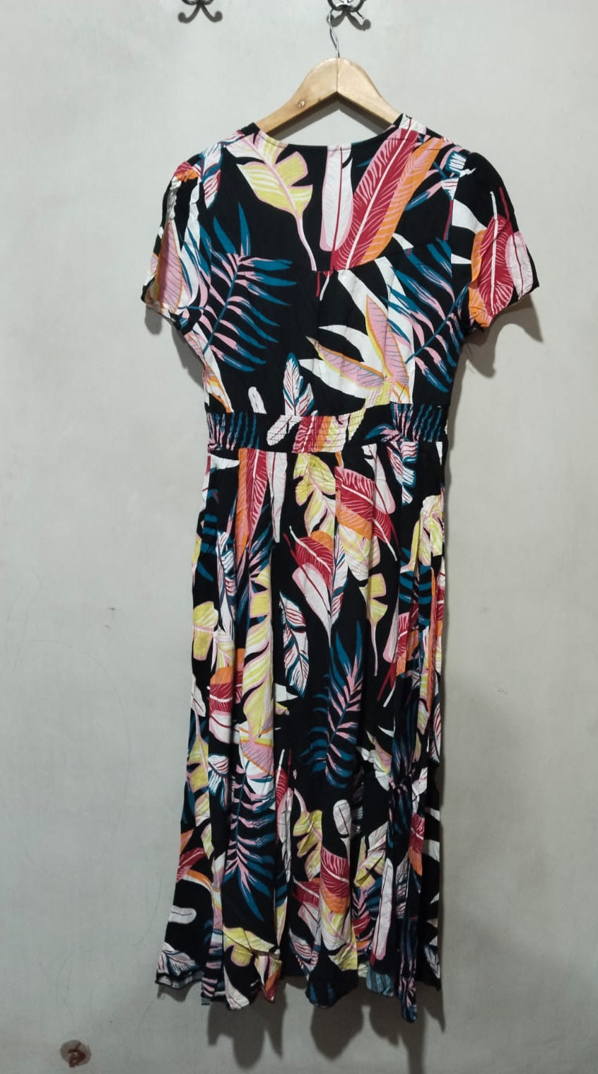 Roman Women's Multi Floral Shirred Waist Maxi Dress