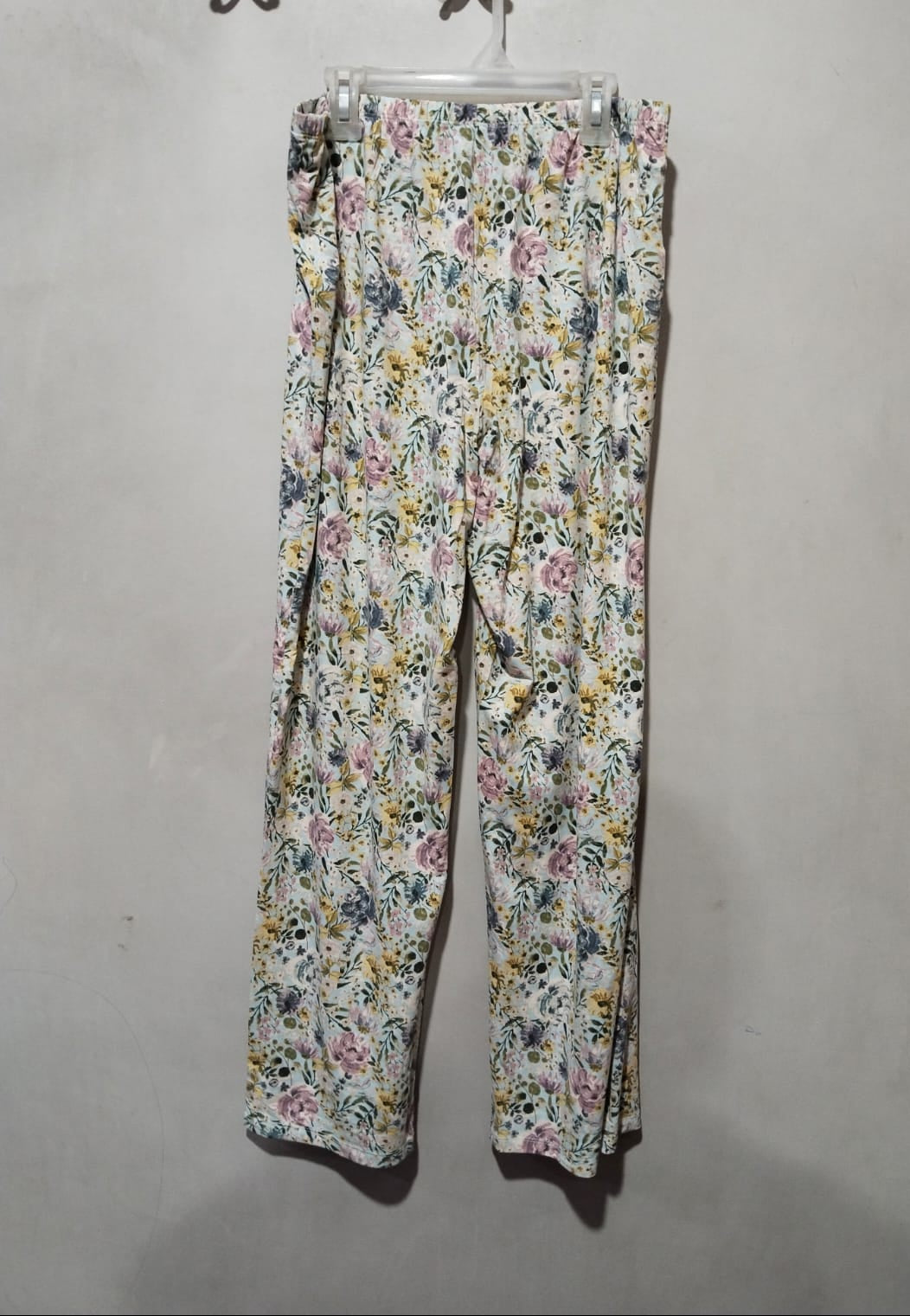 TU Women's White Multi Floral Pull-On Tapered Leg Trousers