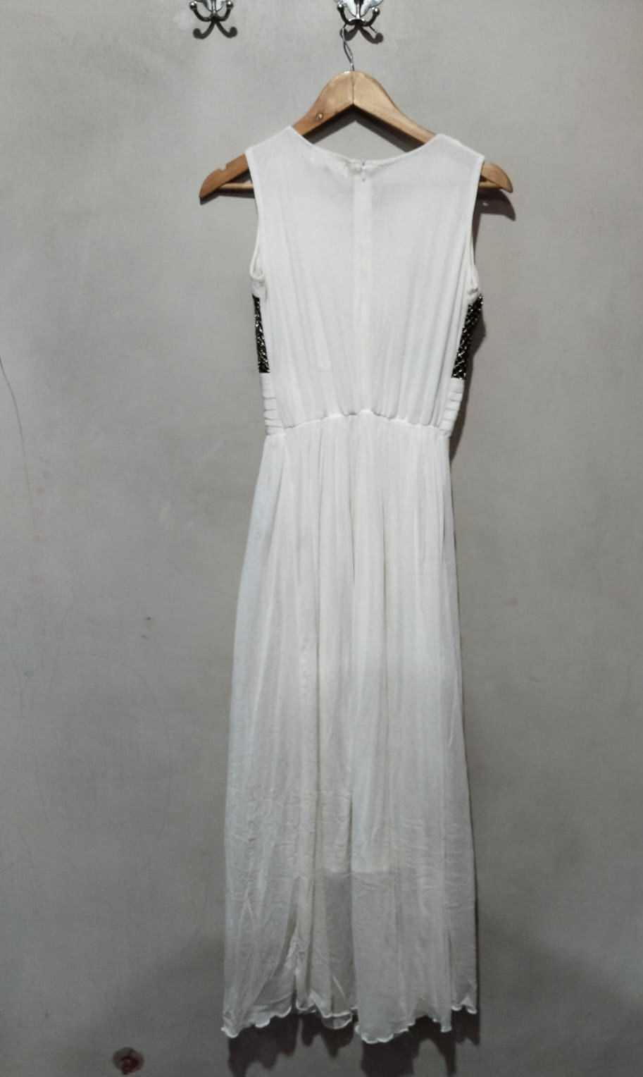 "Miss You" White Sleeveless Crystal Bodice Maxi Dress