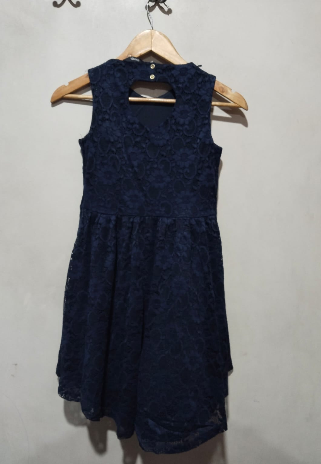 George Women's Navy Lace Sleeveless Dress with Keyhole Back