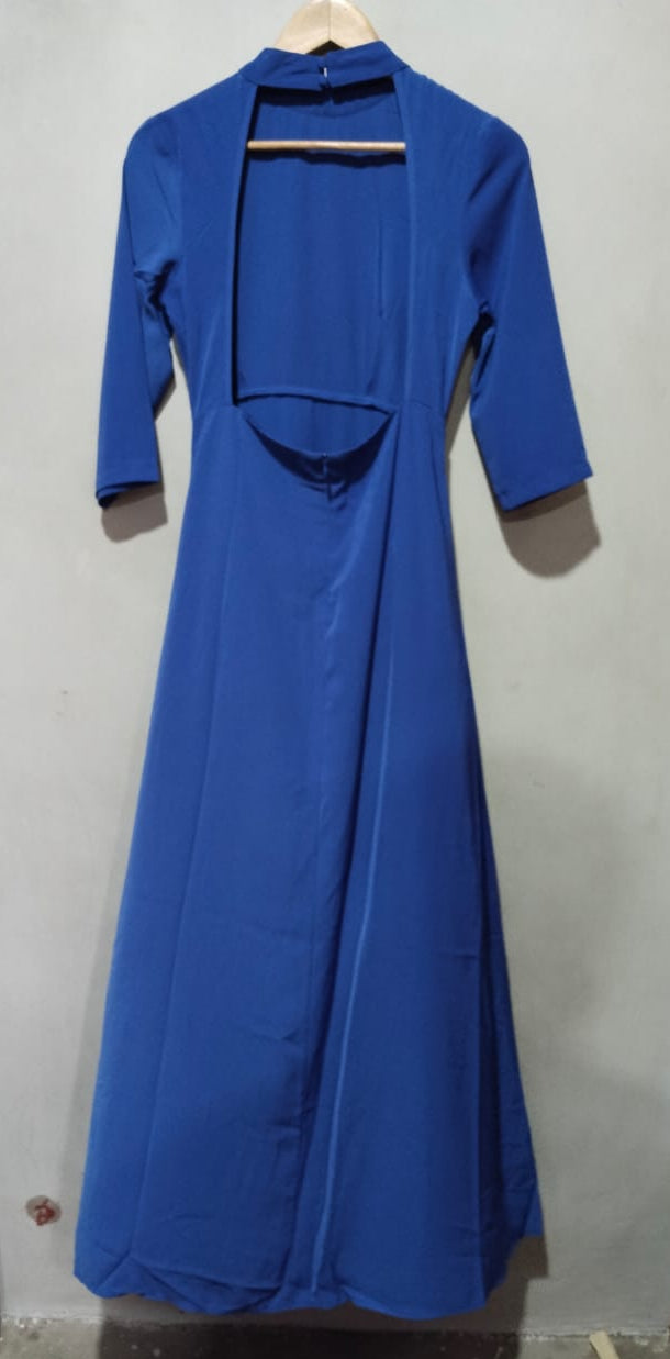 Boohoo Blue High Neck Modest Maxi Dress