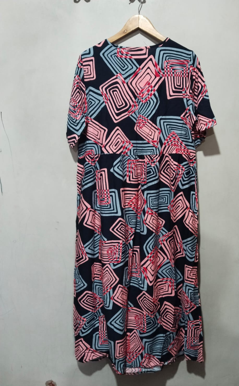 ZANZEA|XL|Bust 21||Women O-neck Short Sleeve Summer Geometric Printed Loose Long Dress