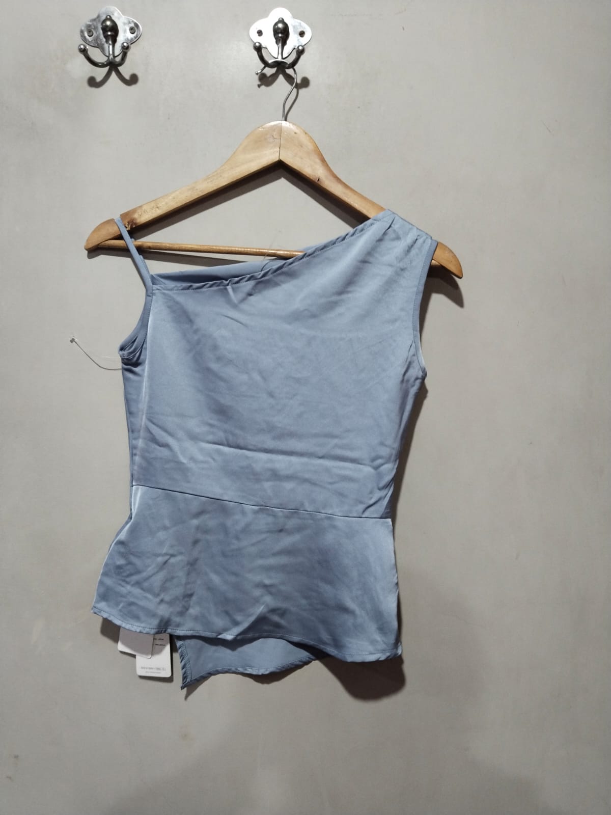 DAZY|S|BUST 15|Dusty Blue Sleeveless Satin Top