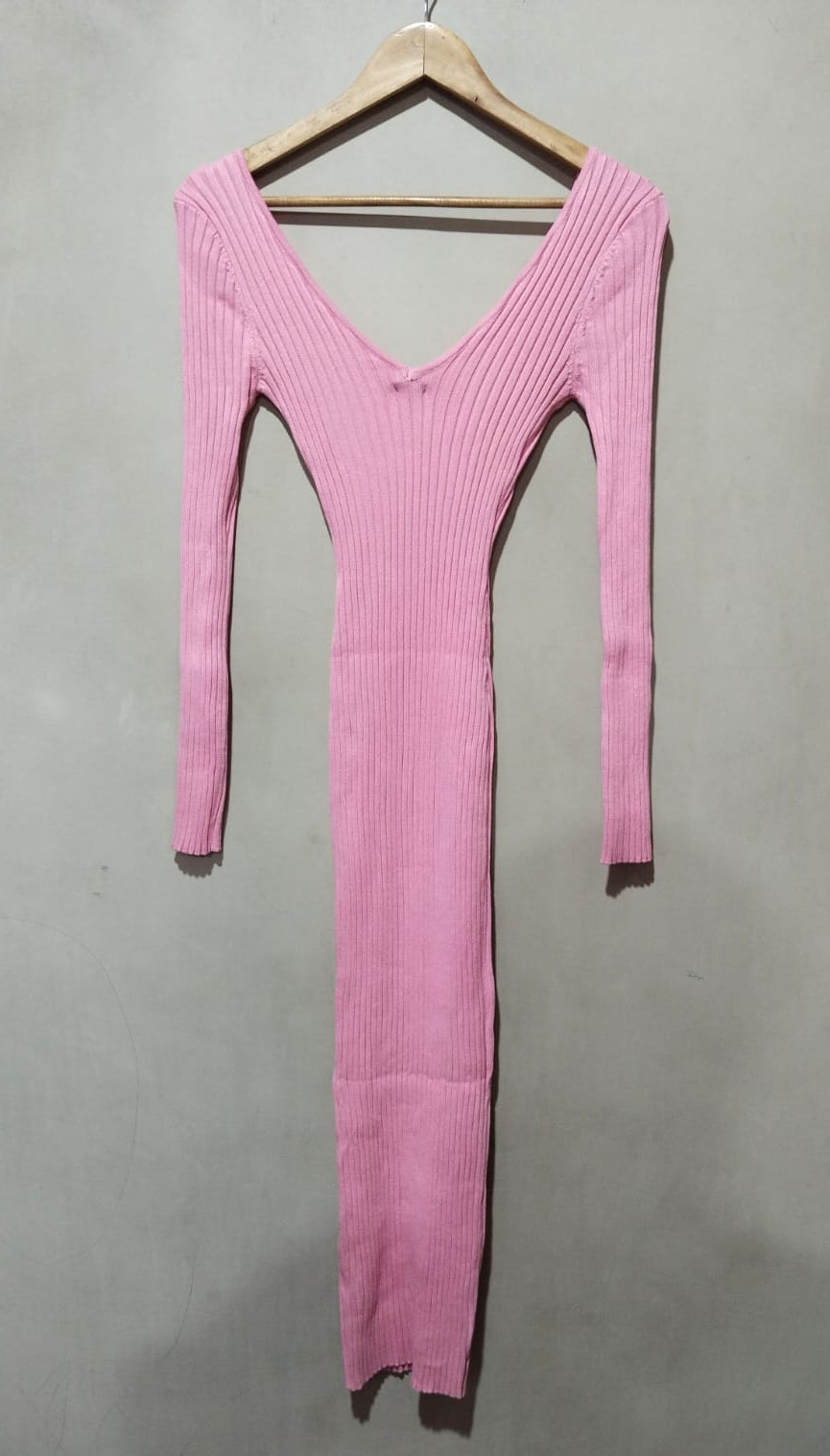FASHION NOVA|S|BUST 12 MORE STRECHABLE| Kaplan Knit Long Sleeve Bodycon Pink Dress.