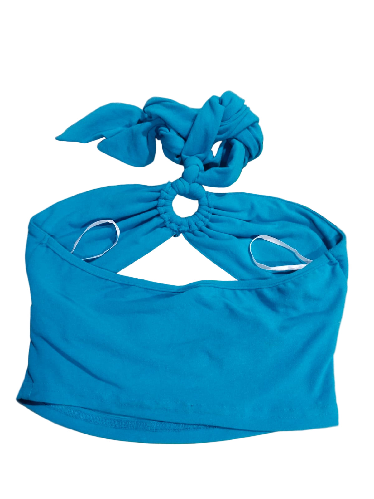 SHEIN BAE|S|12.5|Solid O-ring Detail Ruched Halter Top