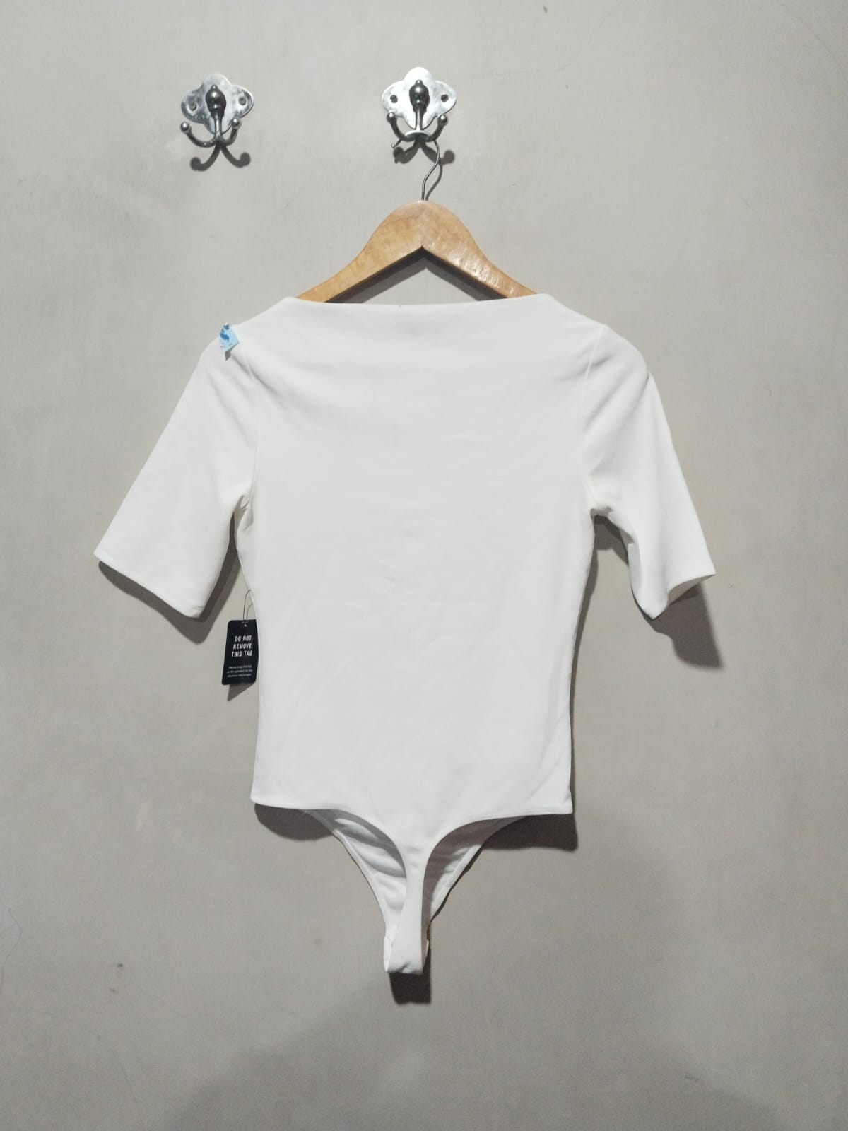 EXPRESS |XS|BUST 15|Mixed Media Boat Neck Bodysuit