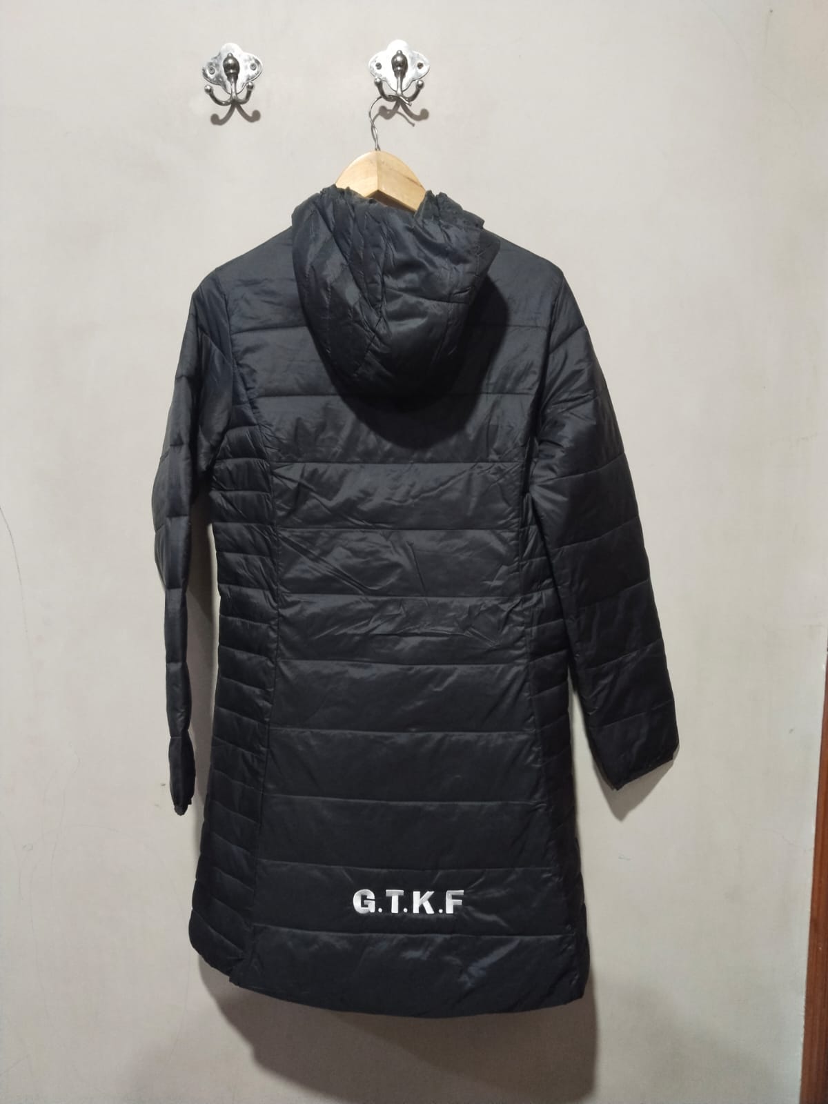 ANKO ACTIVE|M|BUST 19|Black long quilted puffer coat with hood