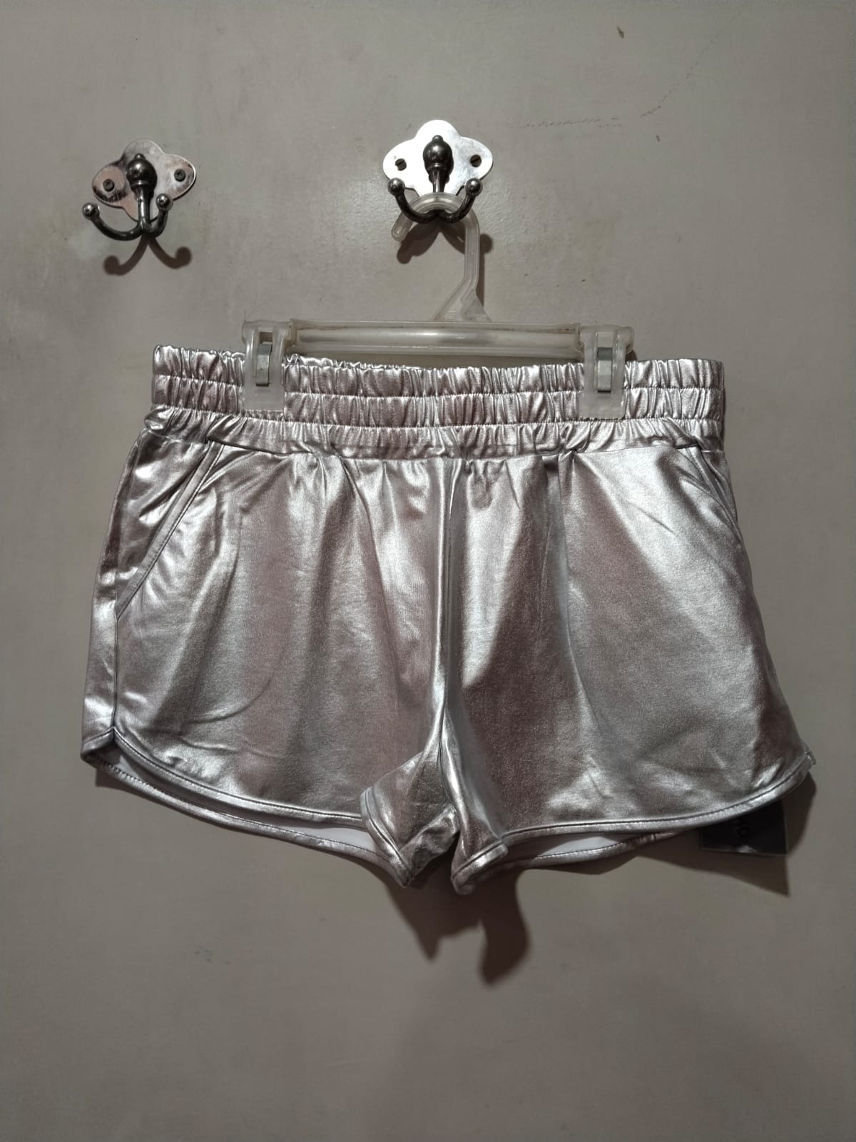 PUMPKINO|XL|WAIST 30|SILVER METALLIC DOLPHIN SHORTS