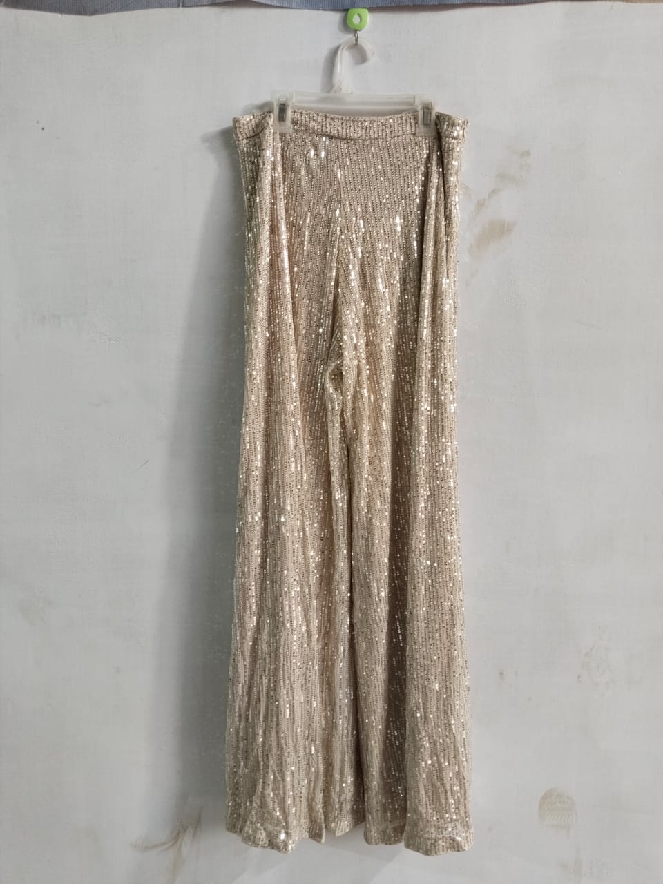 SHEIN|L|WAIST 30| CHAMPAGNE GOLD SEQUIN WIDE LEG TROUSERS