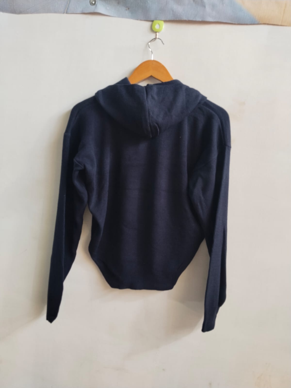 GLAMOROUS|XS/S|BUST 24|Unisex Ribbed Cashmere Hoodie in Navy Blue