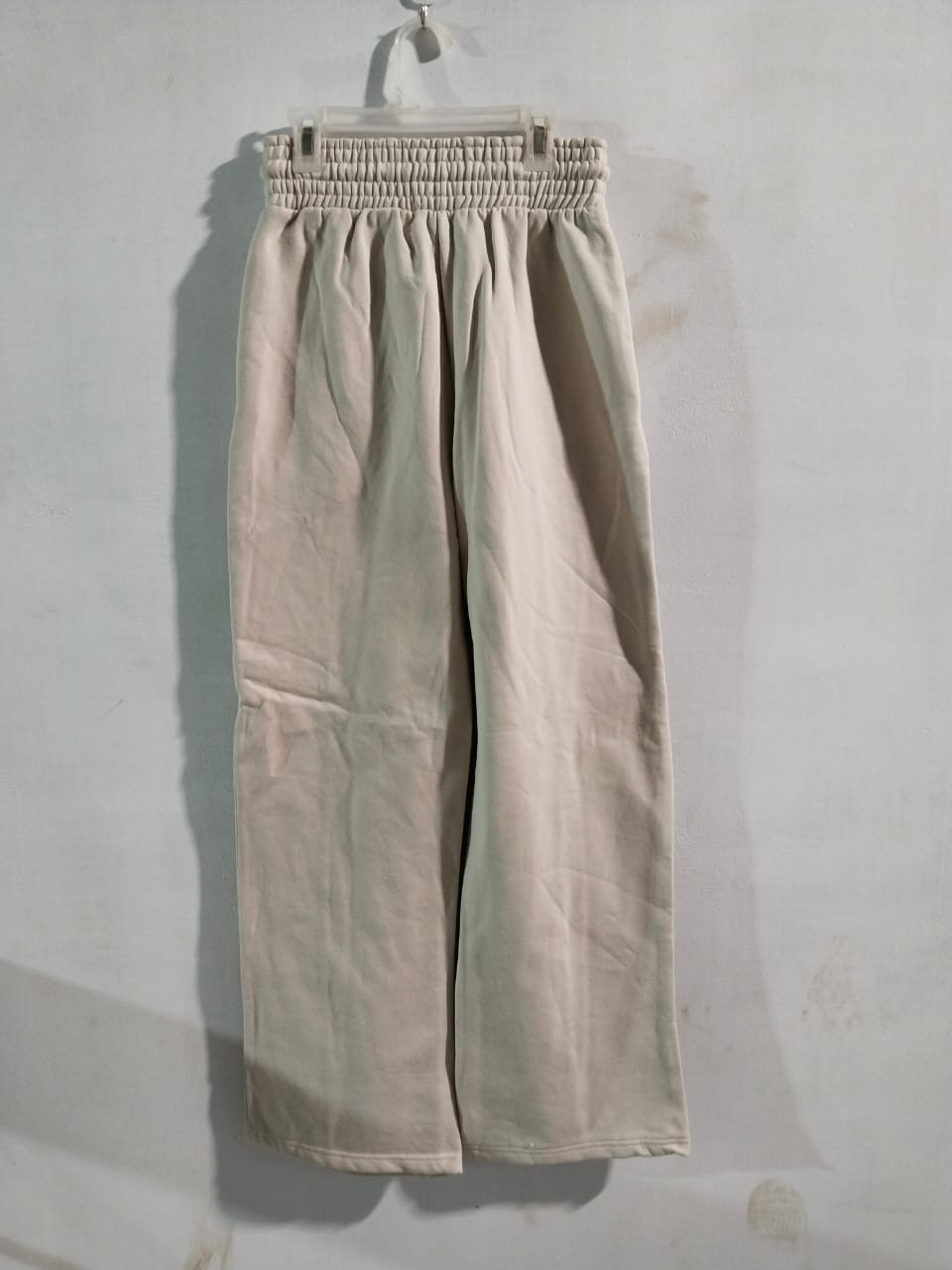 P/7|S|WAIST 24|BEIGE ELASTIC WAIST WIDE LEG TROUSERS