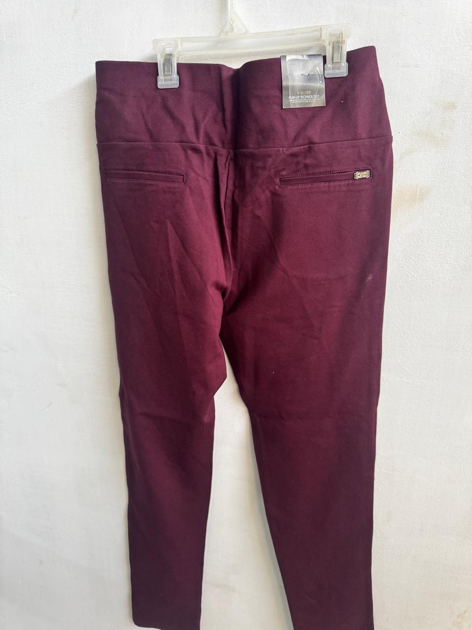 Ablues Jins|L|WAIST 32|MAROON HIGH-WAISTED PULL-ON TROUSERS