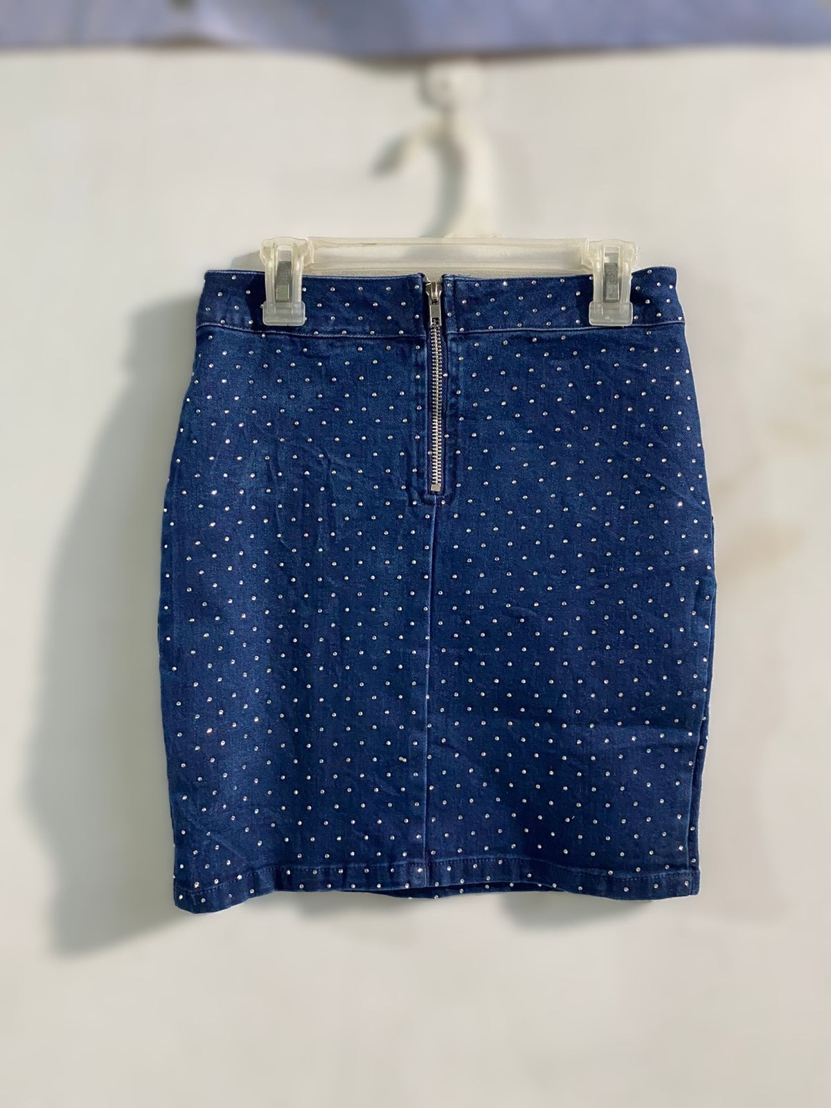 BIASHE|S|WAIST 24|BLUE DENIM POLKA DOT MINI SKIRT