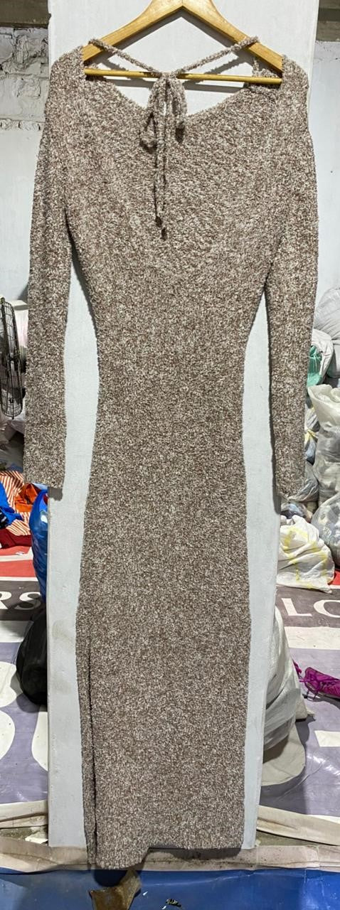 BOOHOO| L |LONG-SLEEVED SPECKLED KNIT MIDI DRESS