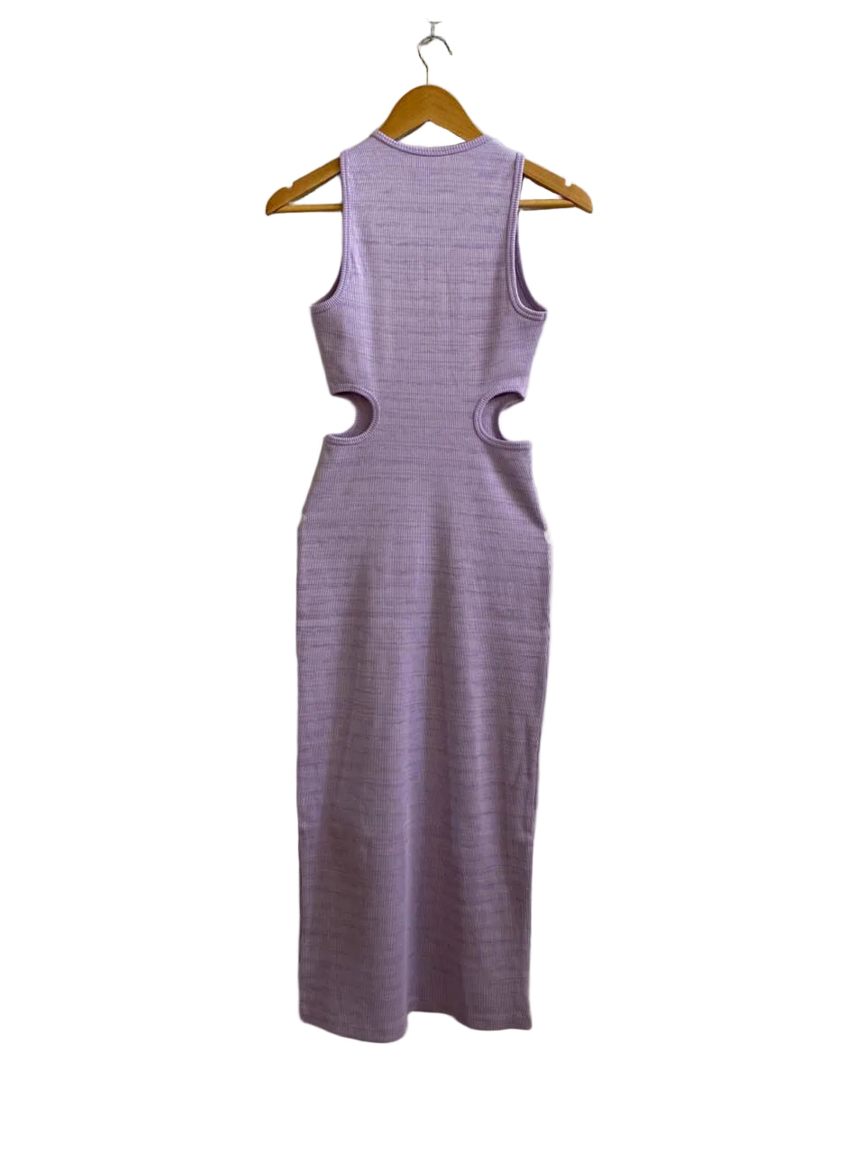 LILAC RIBBED SIDE CUTOUT MIDI DRESS|S|BUST 13