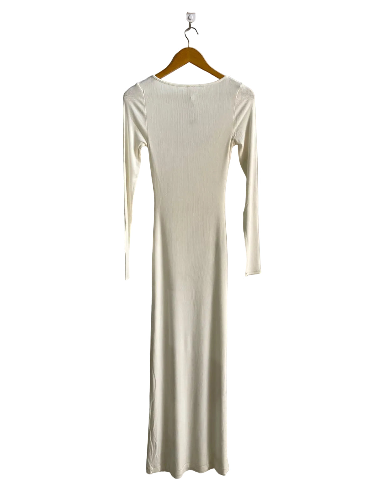 SKINS|S|BUST 12| CREAM OR OFF-WHITE LONG-SLEEVED MIDI DRESS