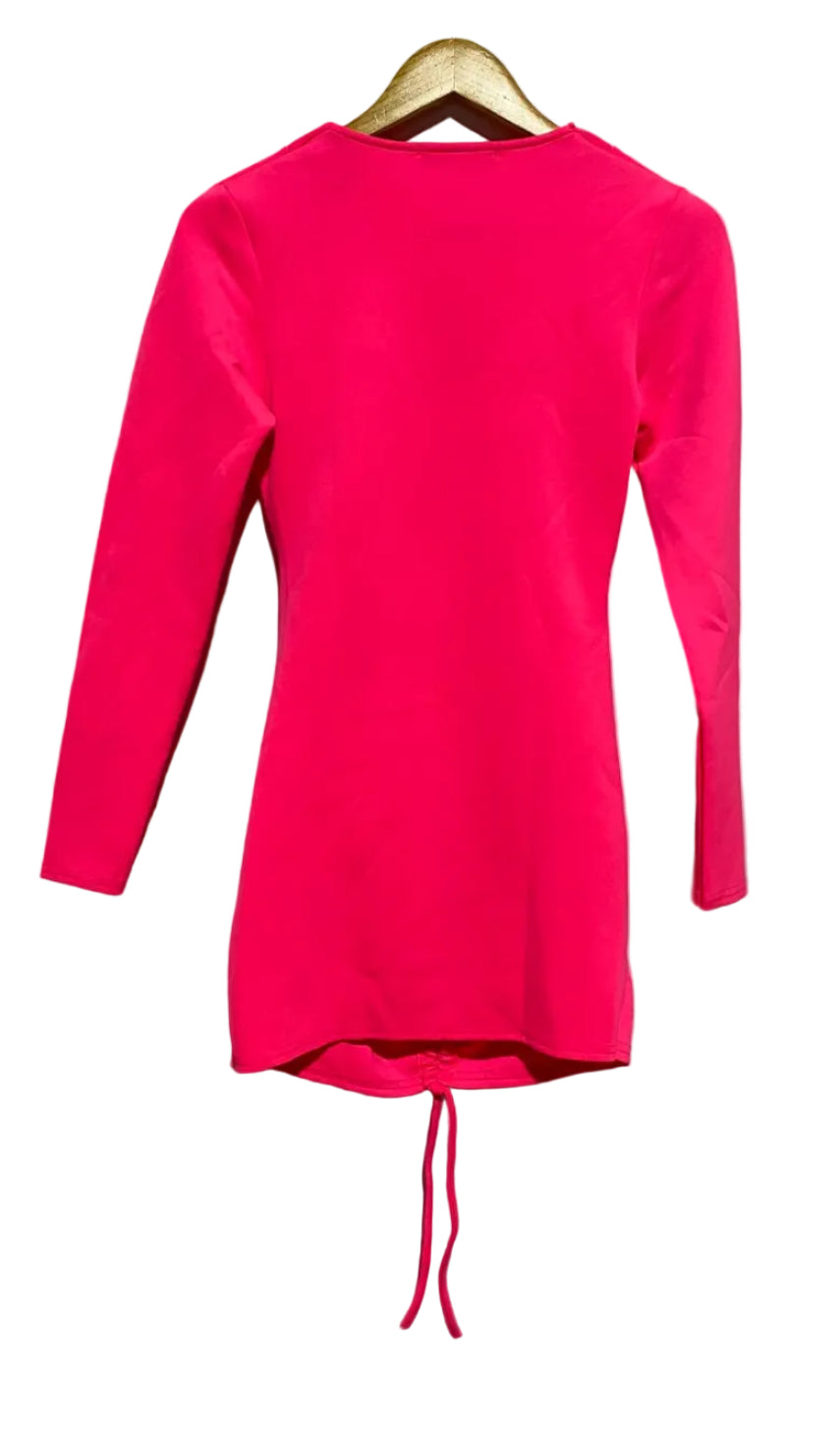 MISSPAP|S/M |BUST 15| HOT PINK RUCHED MINI BODYCON DRESS