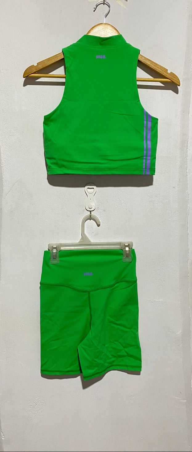 STAX|XSMALL|GREEN ATHLETIC CROP TOP AND SHORTS SET