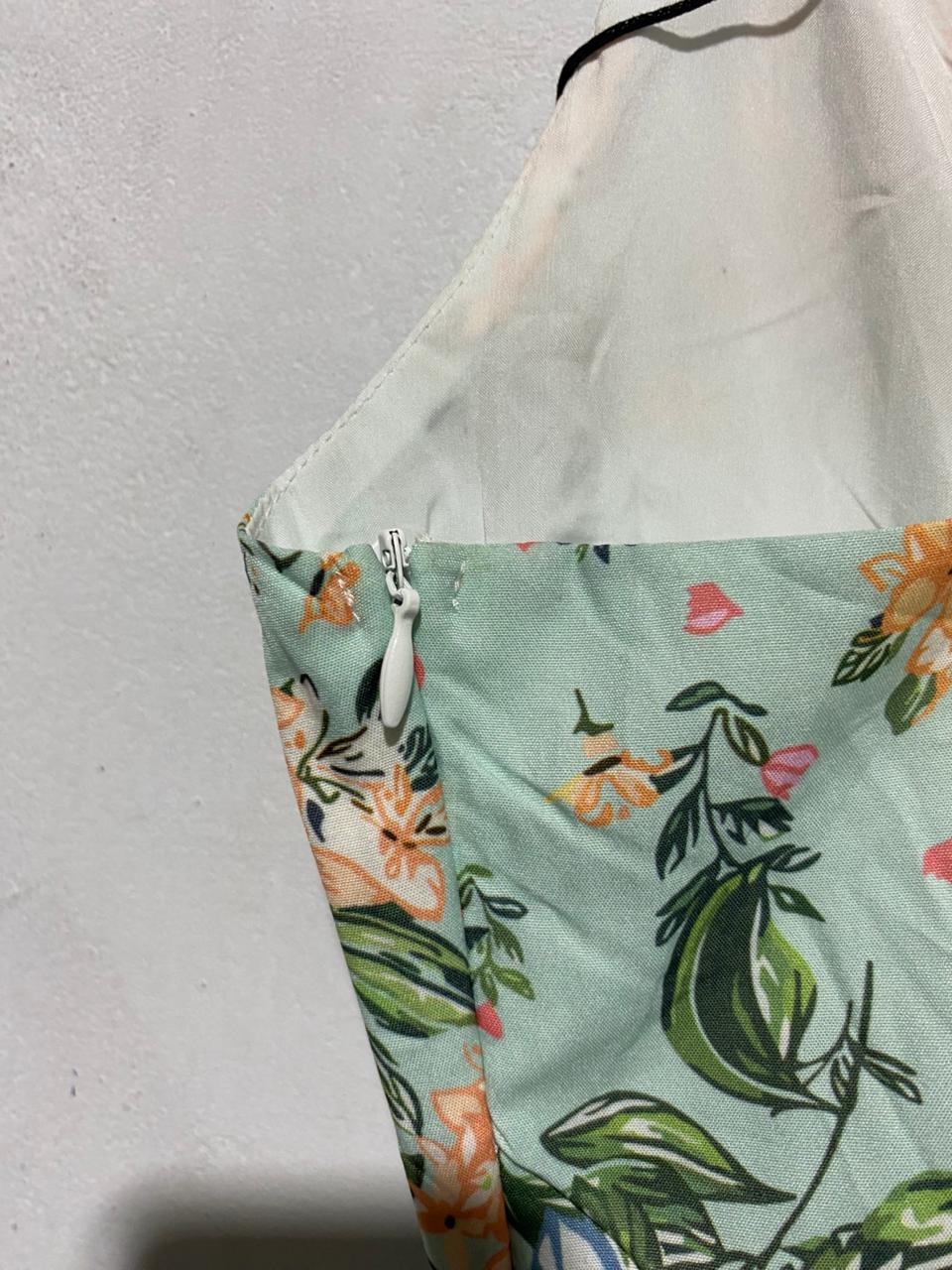 CIDER|XL|BUST 17|FLORAL PRINT SQUARE NECK MIDI DRESS