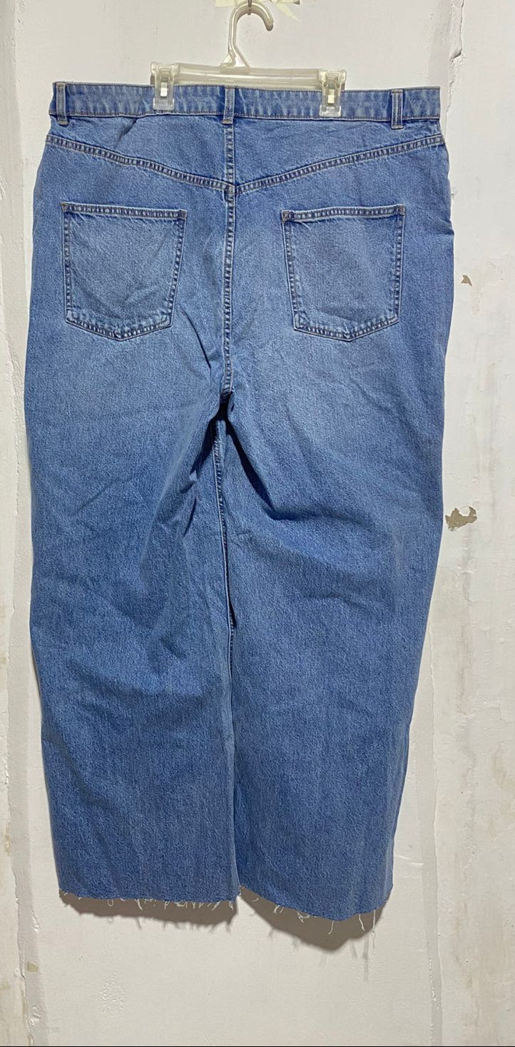 PRIMARK|XXL|WAIST 40|HIGH-RISE, WIDE-LEG CROPPED JEANS