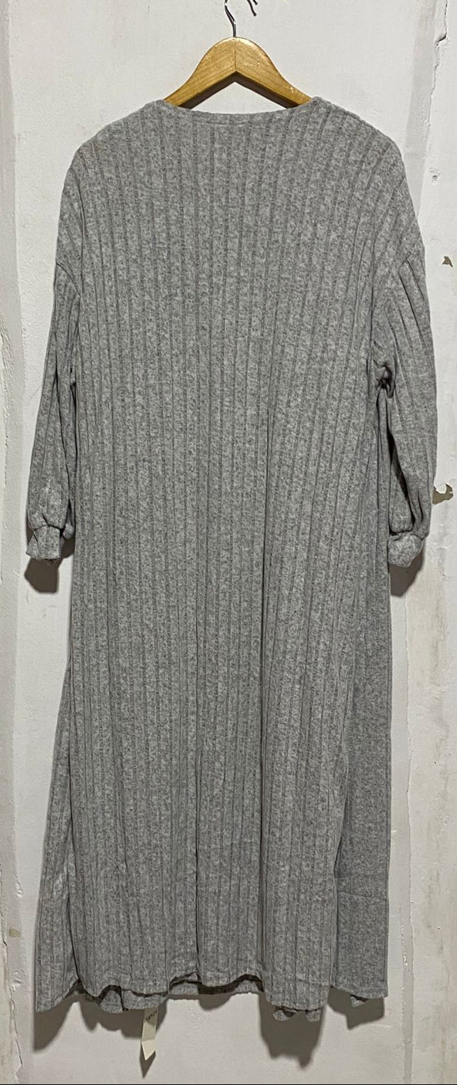 CURVZY|XL|BUST 23|GREY RIBBED DRESS AND LONGLINE SHRUG CO-ORD SET