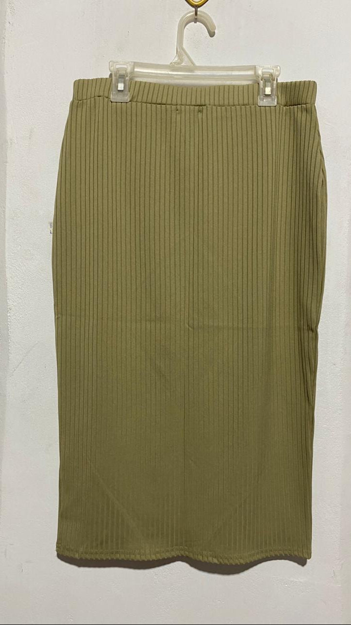 BOOHOO |L/XL|WAIST 28|KHAKI RIBBED PENCIL SKIRT