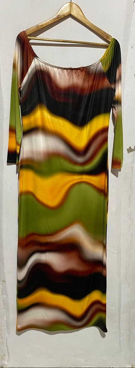 BOOHOO|L|BUST 19| PRINTED FLOWING MIDI DRESS