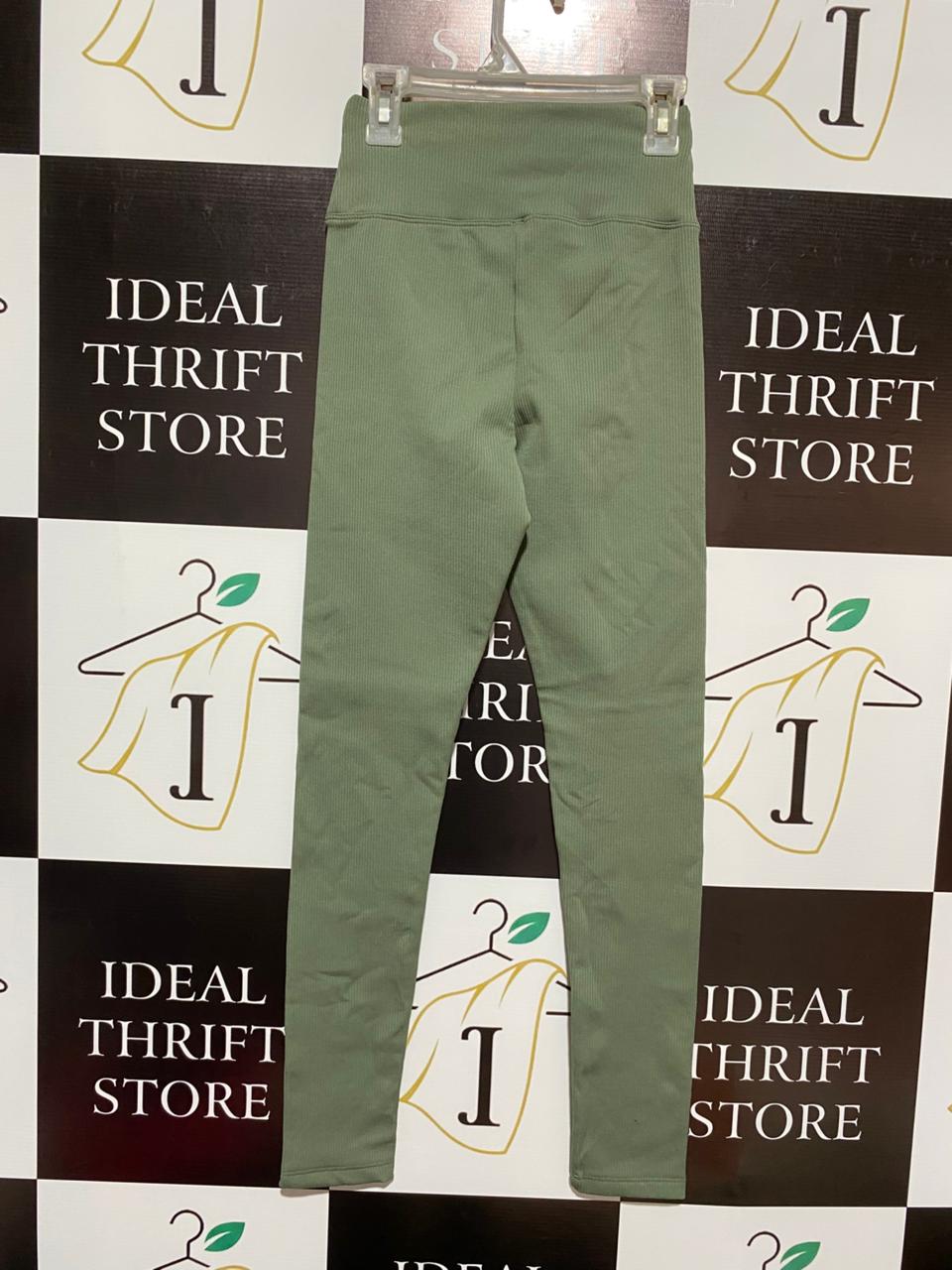 MOD ELSIVA|M|WAIST 22|WOMEN'S HIGH-WAISTED SEAMLESS OLIVE GREEN ATHLETIC LEGGINGS