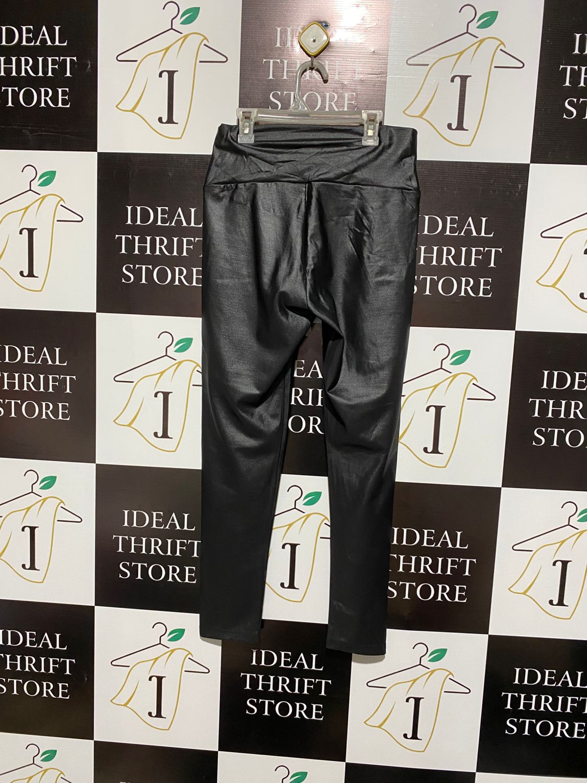 SHEIN |L| WAIST 28| High-Waisted, Black Faux-Leather Leggings