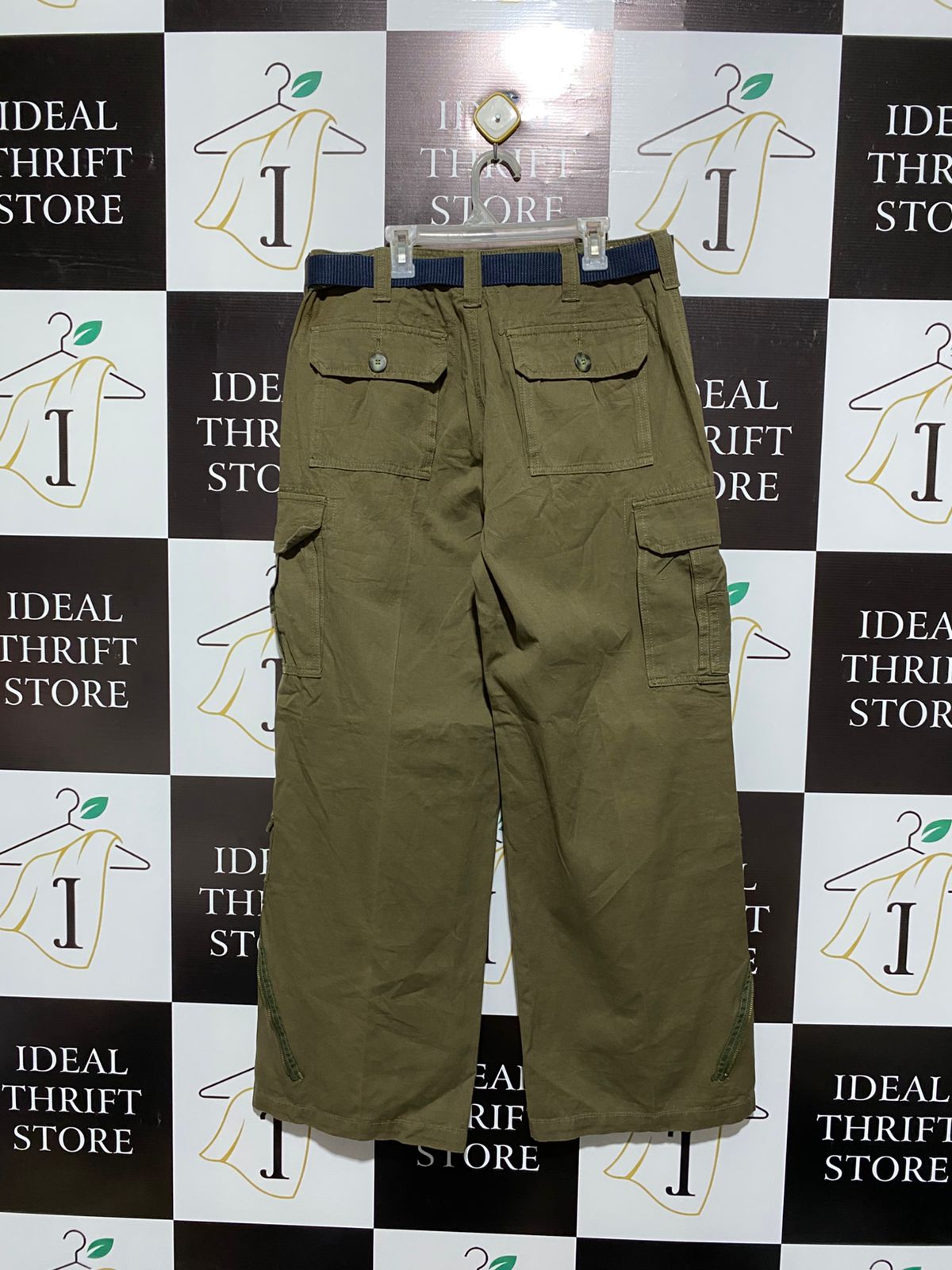 EXPLICIT |M| WAIST 32| Olive Green Wide-Leg Cargo Pants