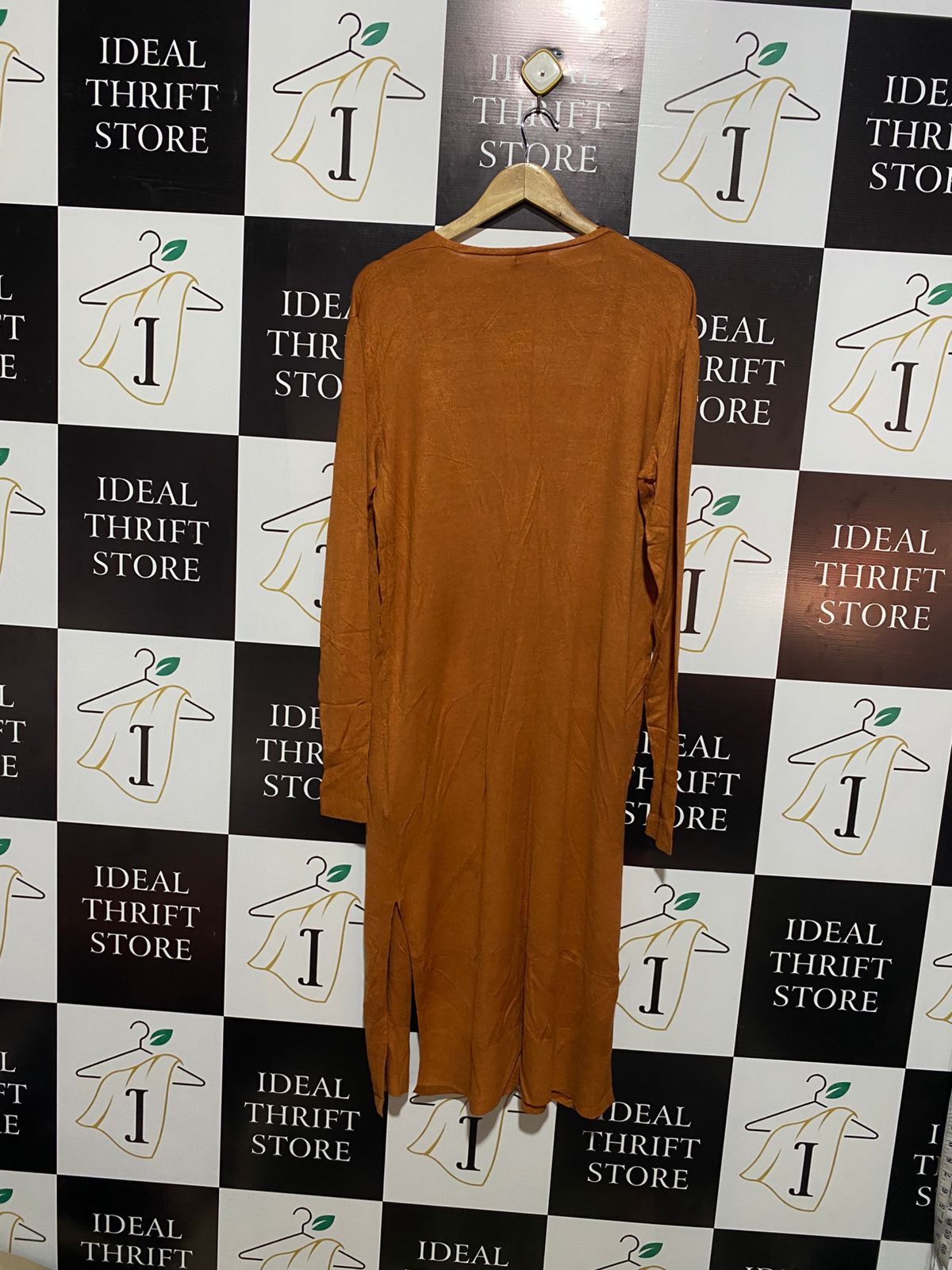 BOOHOO|L| BUST 22| Long, Rust-Colored Knit Cardigan