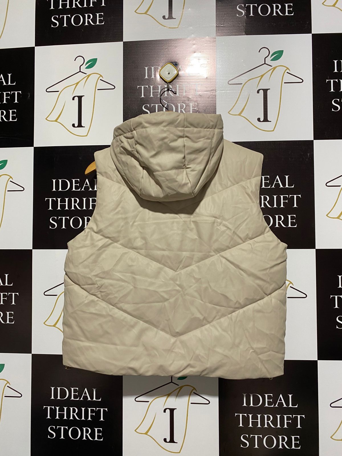 ZARA |S| BUST 24| Hooded Faux-Leather Puffer Vest
