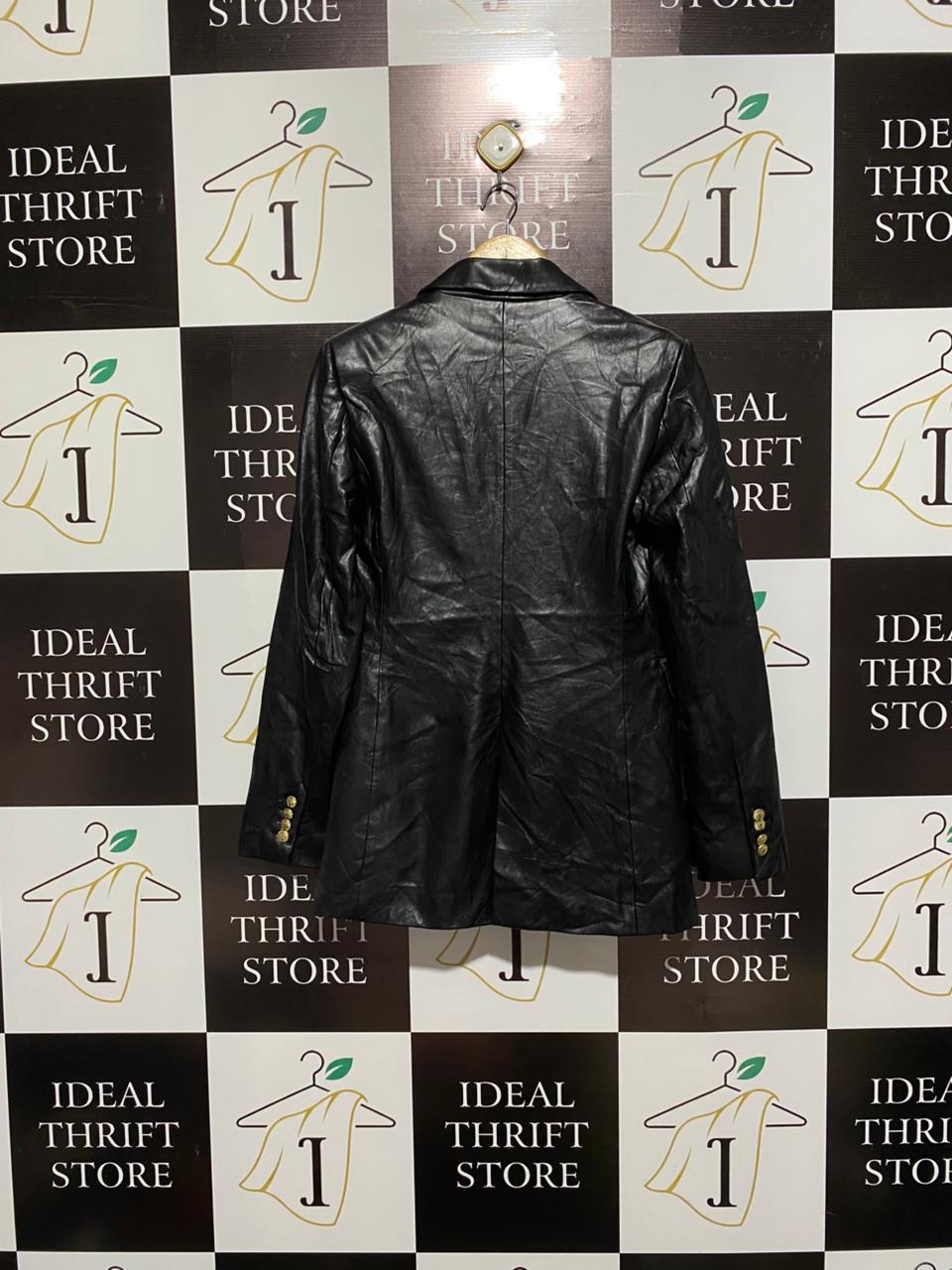 ZARA |XS| BUST 17| Black Faux-Leather Blazer