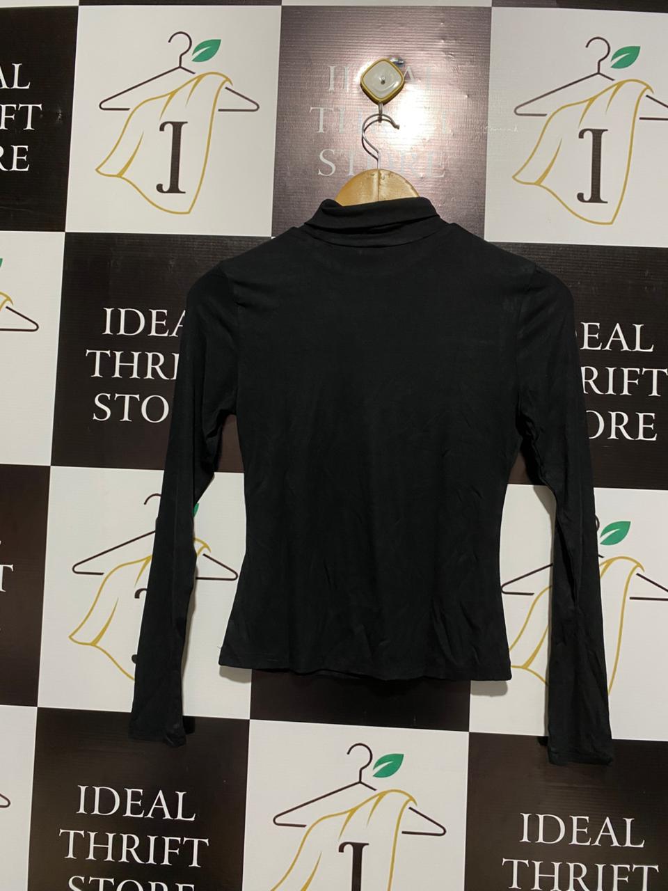SHEIN |S| BUST 15| B 12 | Fitted, Long-Sleeve Black Turtleneck Top